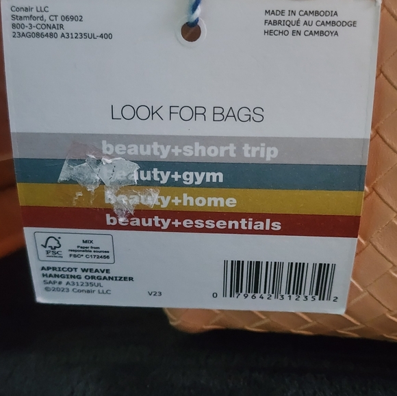 Peach Woven Women's Bag Tartan + Twine Apricot Weave Hanging Organizer - Picture 10 of 10